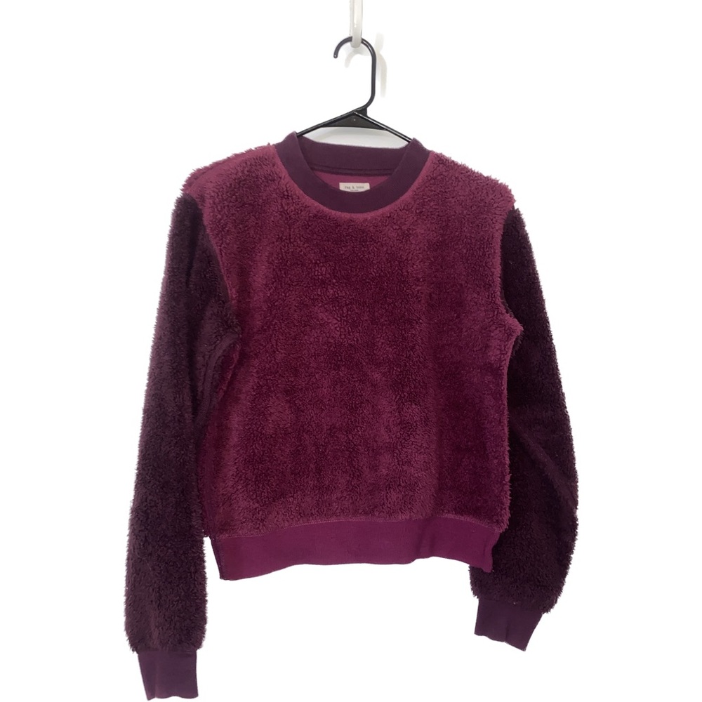 Rag & Bone Teddy Pullover Fleece Fuzzy Top - Deep Lilac - Size S
